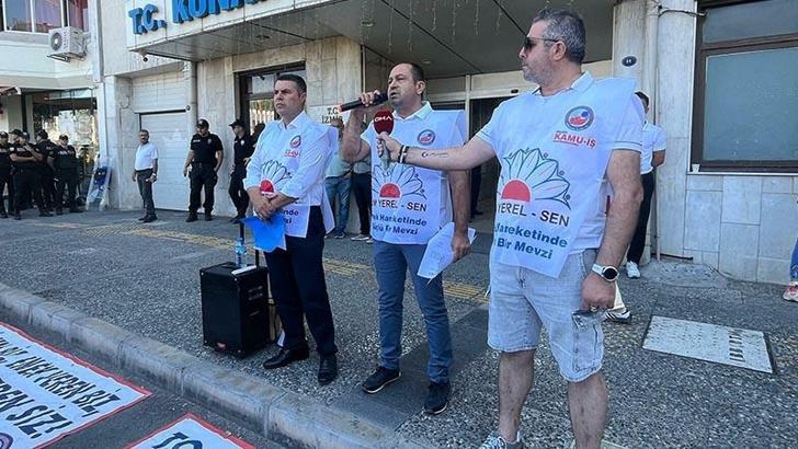 İzmir'de Konak Belediyesi memurlarından iş bırakma eylemi