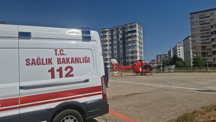 Ambulans helikopter, uyluk kemiği kırılan hasta için havalandı