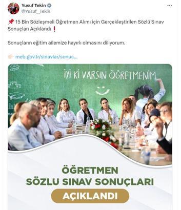 Sözleşmeli öğretmen sözlü sınav sonuçları açıklandı
