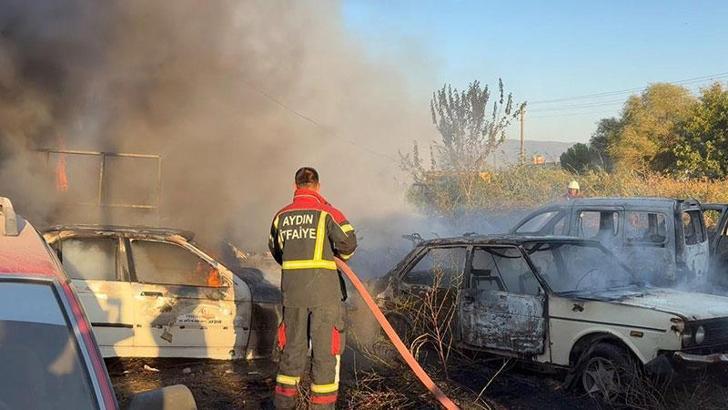 Yediemin deposunda yangın; 5 otomobil ve 30 motosiklet zarar gördü