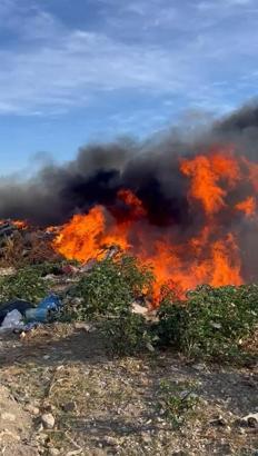 Marmara Adası'ndaki çöplük yangını 2 saatte söndürüldü