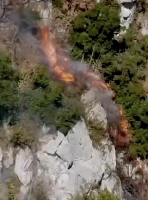 Orman işçileri, alevlerden son anda kurtuldu