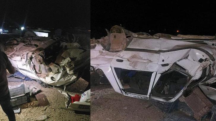 Otomobil, refüje çarpıp devrildi: 5 yaralı