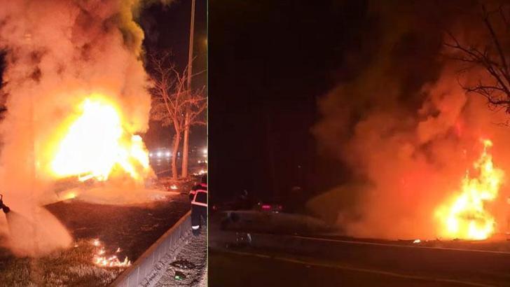 Diyarbakır’da otomobil kaldırıma çarpıp yandı: 1’i ağır, 3 yaralı