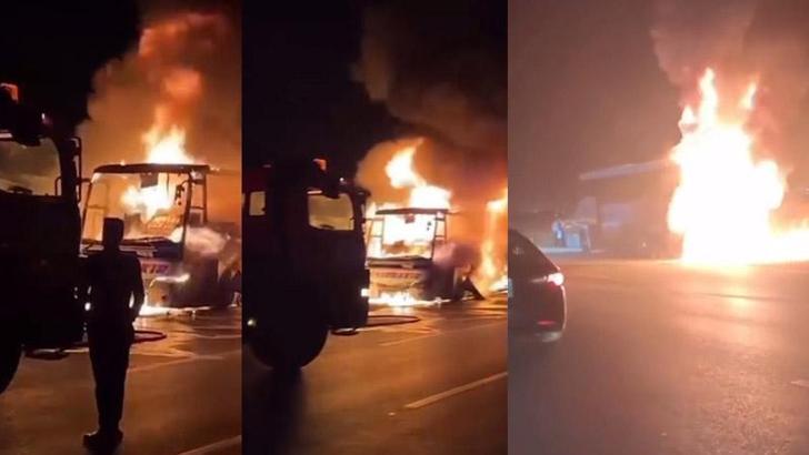 Yolcu otobüsü, Türkiye'ye dönerken Erbil'de alev aldı