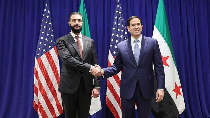 Suriye Cumhurbaşkanı Şara, ABD Dışişleri Bakanı Rubio ile görüştü