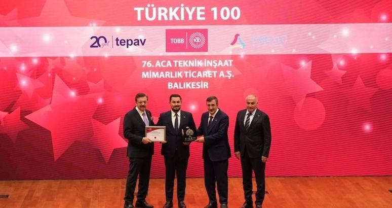 ACA Teknik İnşaat, Türkiye'nin en hızlı büyüyen 100 şirketi arasında yer aldı