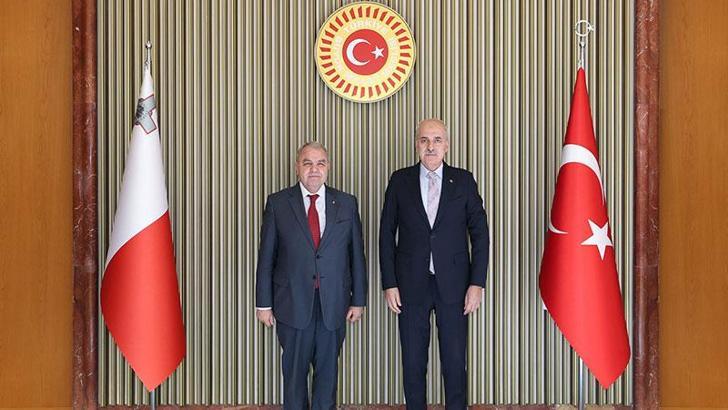 TBMM Başkanı Kurtulmuş, Malta Temsilciler Meclisi Başkanı Farrugia ile bir araya geldi