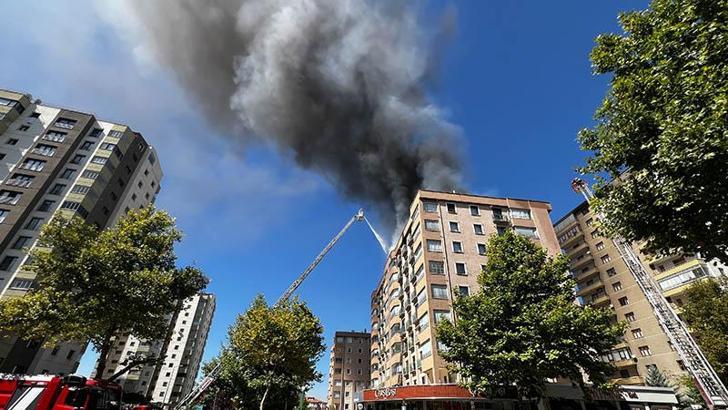 8 katlı binanın çatısında çıkan yangın söndürüldü