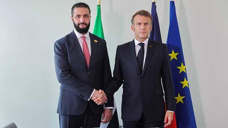 Suriye Cumhurbaşkanı Şara, Fransa Cumhurbaşkanı Macron ile görüştü