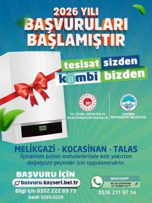 Büyükşehir'in 'tesisat sizden, kombi bizden' projesinin 2026 başvuruları başladı