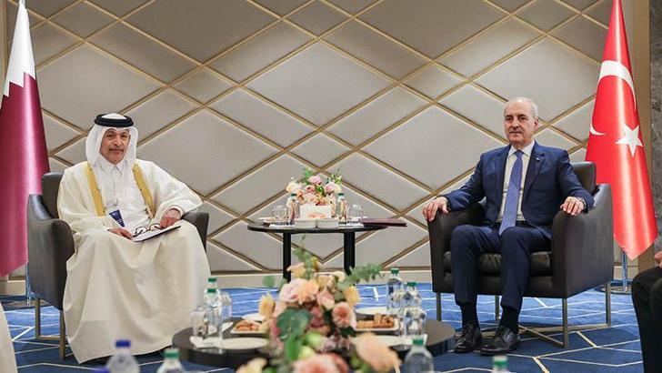 TBMM Başkanı Kurtulmuş, Katar Devleti Şura Meclisi Başkanı Ghanim ile görüştü