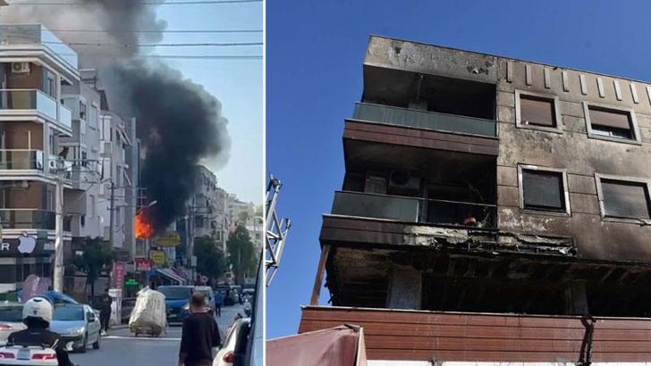 İzmir'de 3 katlı binada yangın