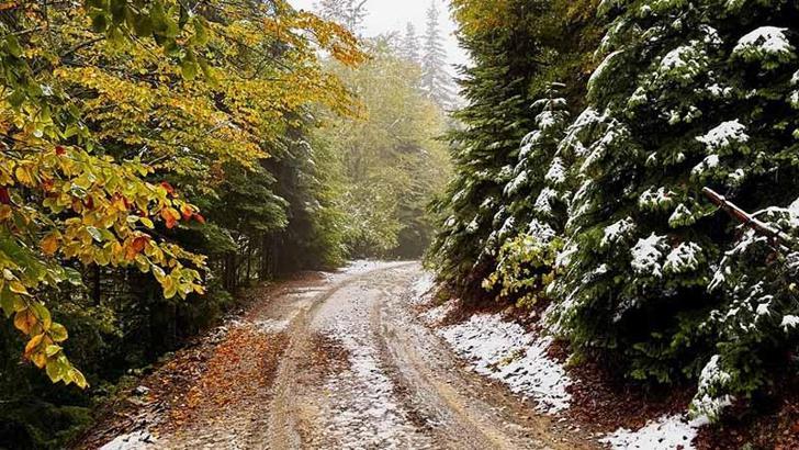 Bolu’nun yüksek kesimlerine kar yağdı