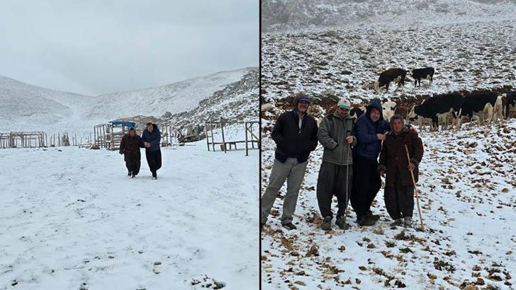 Adana'nın yüksek kesimlerine kar yağdı; yaylada mahsur kalan kadını komşuları kurtardı