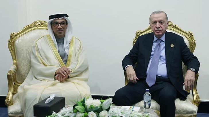 Cumhurbaşkanı Erdoğan, BAE Veliaht Prensi Mansur bin Zayed El Nahyan ile görüştü