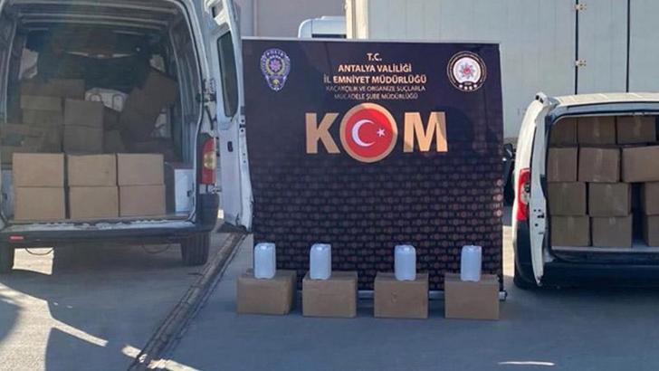 Antalya'da 14 bin 884 litre sahte alkol ele geçirildi