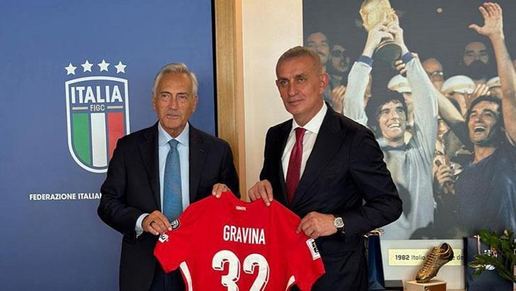 Başkan Hacıosmanoğlu, İtalya Futbol Federasyonu Başkanı Gravina'ya ziyarette bulundu