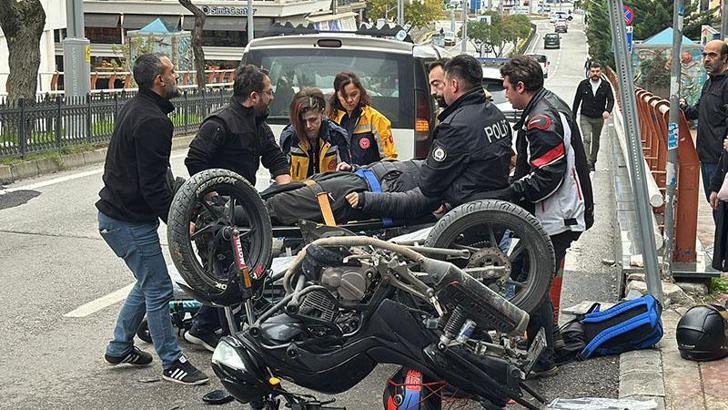 Dolmuşa arkadan çarpan motosikletin 16 yaşındaki sürücüsü yaralandı