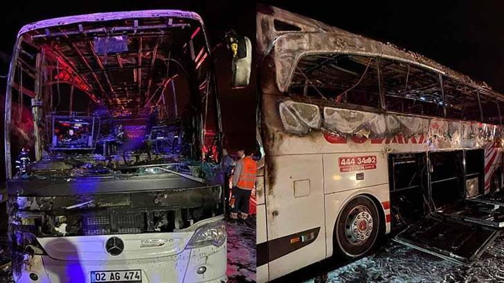 Osmaniye’de yolcu otobüsü yandı