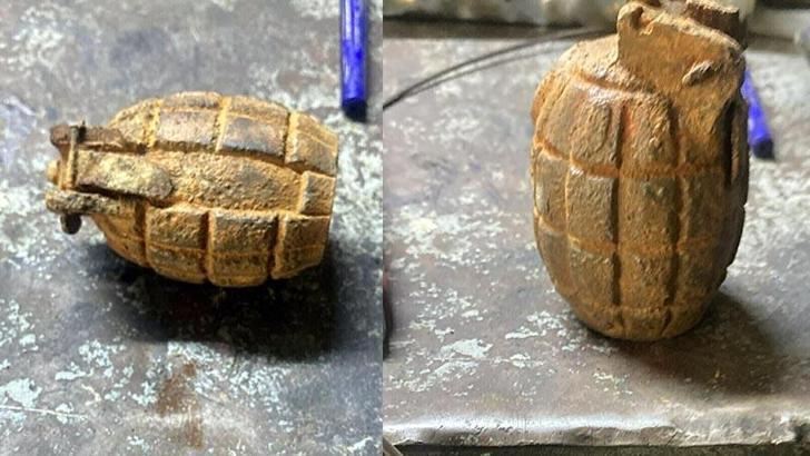 Tarlada bulduğu el bombasını babasının iş yerine götürdü