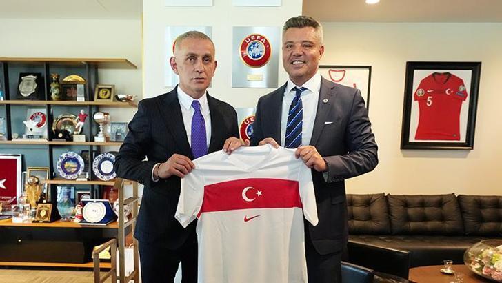 Fenerbahçe Başkanı Sadettin Saran, TFF Başkanı Hacıosmanoğlu'nu ziyaret etti