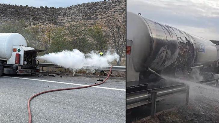 Karbondioksit taşıyan tankerde çıkan yangın söndürüldü