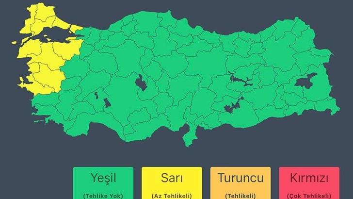 İçişleri Bakanlığı'ndan 9 il için 'gök gürültülü sağanak' uyarısı