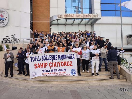 Çiğli Belediyesi'nde memurlar eylemlerine devam ediyor