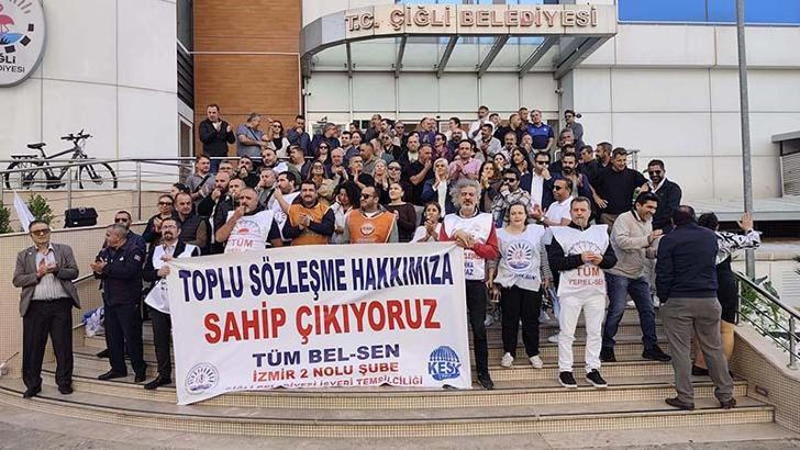Çiğli Belediyesi'nde memurlar eylemlerine devam ediyor