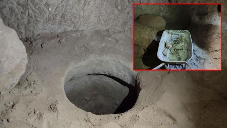 Keşfettikleri yer altı şehrinde kaçak kazı yapan 2 şüpheliye suçüstü