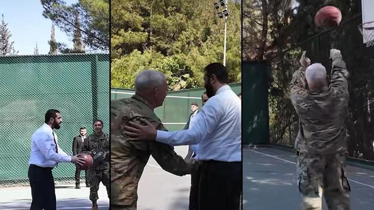 Suriye Cumhurbaşkanı Şara, ABD'li komutanlarla basketbol oynadı