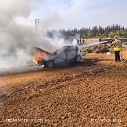 Reyhanlı’da seyir halindeki otomobil yandı