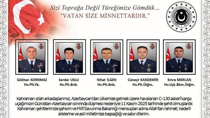 MSB: Düşen uçakta 20 asker şehit oldu