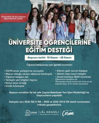 Çeşme'de üniversiteli gençlere eğitim desteği