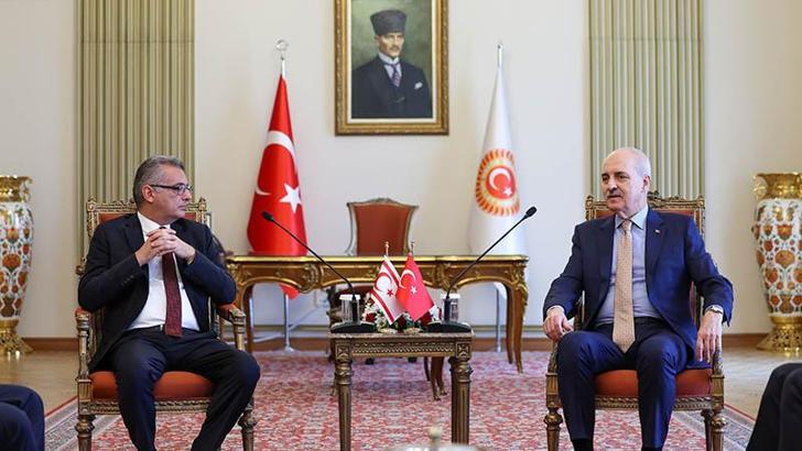 TBMM Başkanı Kurtulmuş, KKTC Cumhurbaşkanı Erhürman ile bir araya geldi