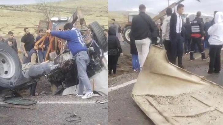 Yolcu otobüsüyle çarpışan kamyonetin sürücüsü öldü, 2 arkadaşı yaralı