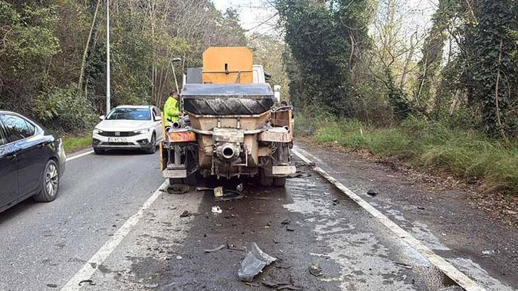 Sarıyer’de ciple beton dökme kamyonu kafa kafaya çarpıştı: 3 yaralı