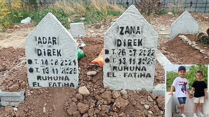 TIR’a çarpan otomobilde ölen kardeşler Adar ve Zana, yan yana defnedildi