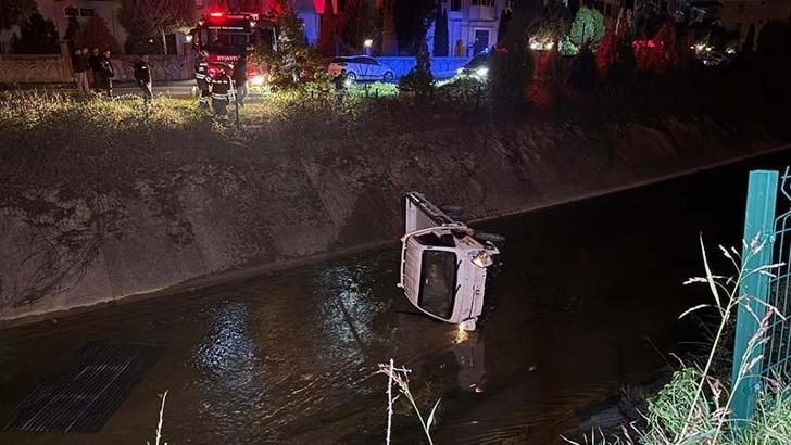 Sulama kanalına devrilen kamyonetin alkollü sürücüsü yaralandı