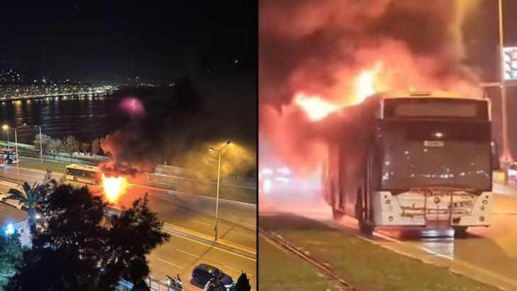 İzmir’de belediye otobüsünde yangın