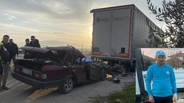 Otomobil, TIR'a arkadan çarptı; belediye işçisi öldü