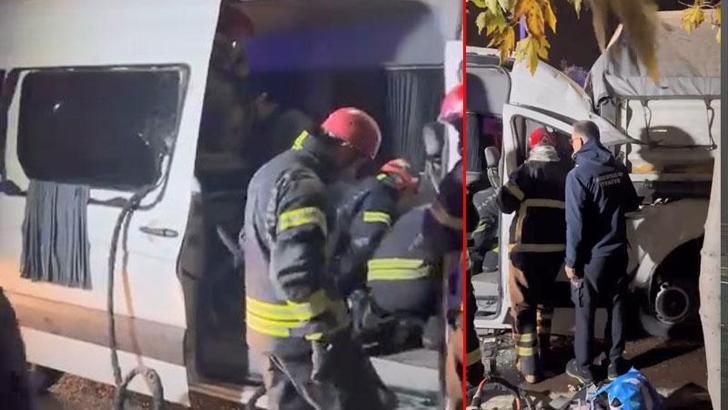 İşçileri taşıyan minibüs, TIR'a arkadan çarptı: 9 yaralı