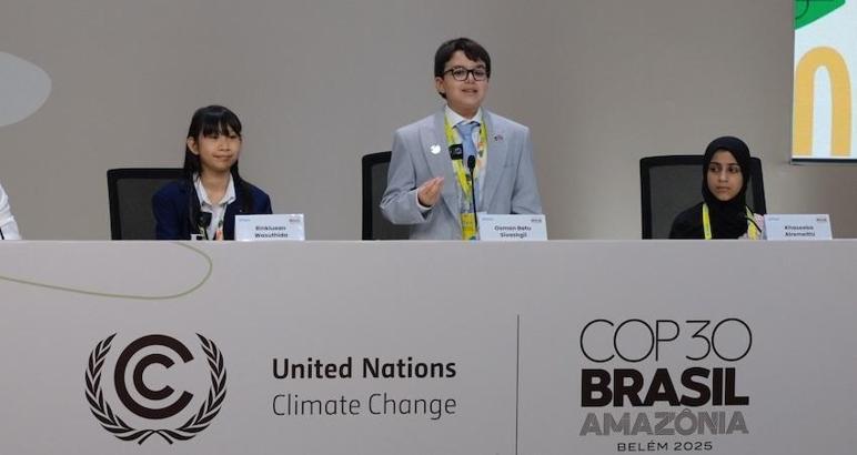 12 yaşındaki Osman Batu Sivaslıgil, COP30 İklim Zirvesi'nde dünya liderlerine hitap etti