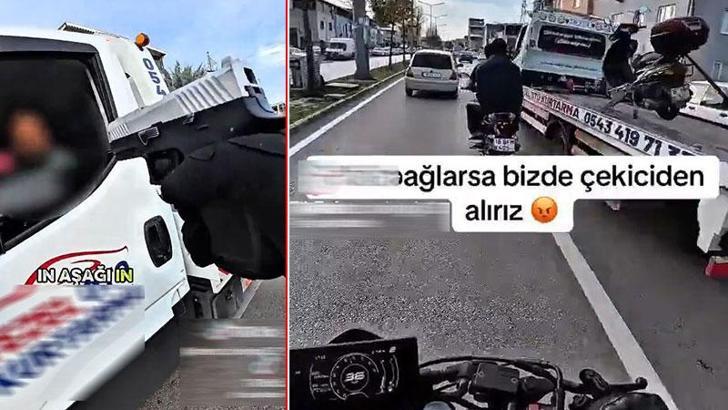 Çekici üzerinden silah zoruyla motosiklet indirme senaryosu çeken 4 kişi gözaltında