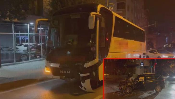 Bayrampaşa'da yolcu otobüsü ile otomobil çarpıştı: 3 yaralı