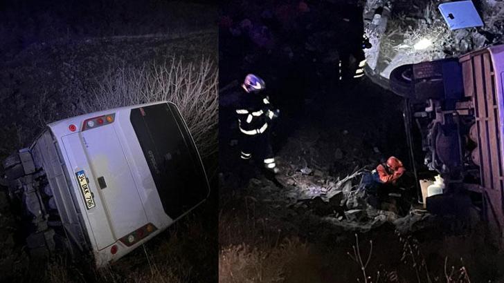 Siirt’te maden işçilerini taşıyan midibüs uçuruma yuvarlandı: 2’si ağır 15 yaralı