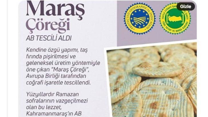 Maraş çöreğine AB'den coğrafi işaret tescili