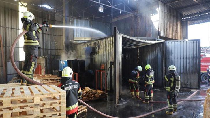 Palet imalathanesinde yangın, hasara neden oldu