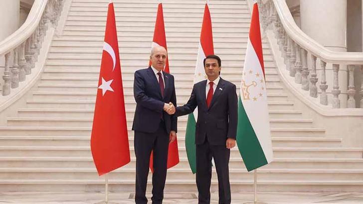 TBMM Başkanı Kurtulmuş, Tacikistan Ali Meclisi Milli Meclis Başkanı Emomali ile bir araya geldi